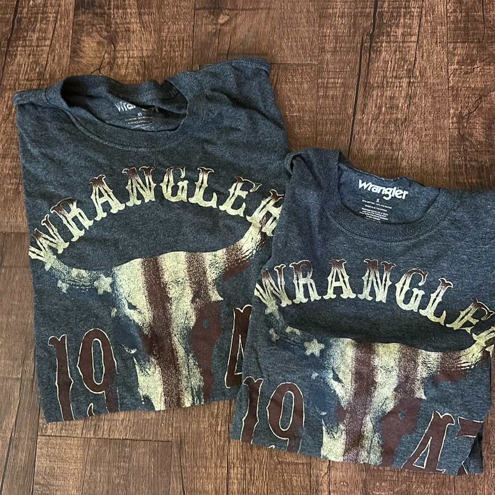 Small and XL wrangler 1947 cowhead shirts